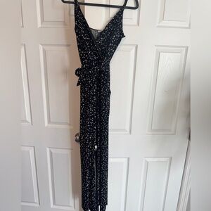 Kaileigh Black and White Printed Wrap Jumpsuit